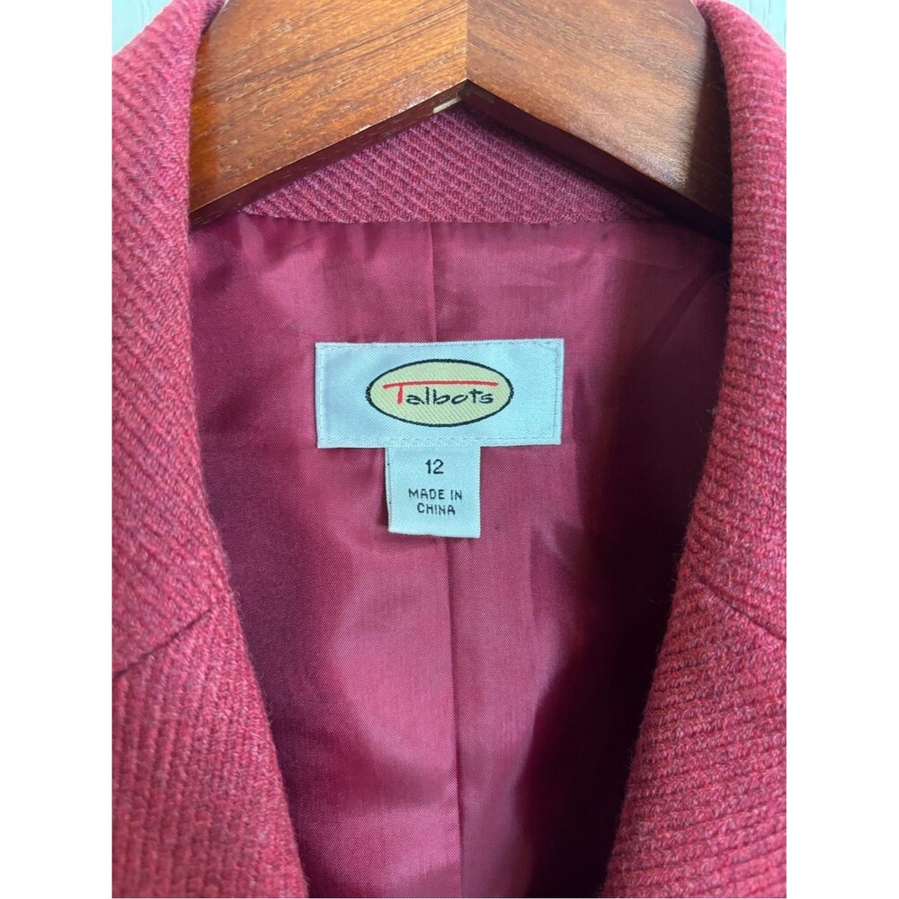 Vintage Talbots 100% Wool Blazer Jacket Cranberry Rose Red Fall Dark Academia - Picture 4 of 15